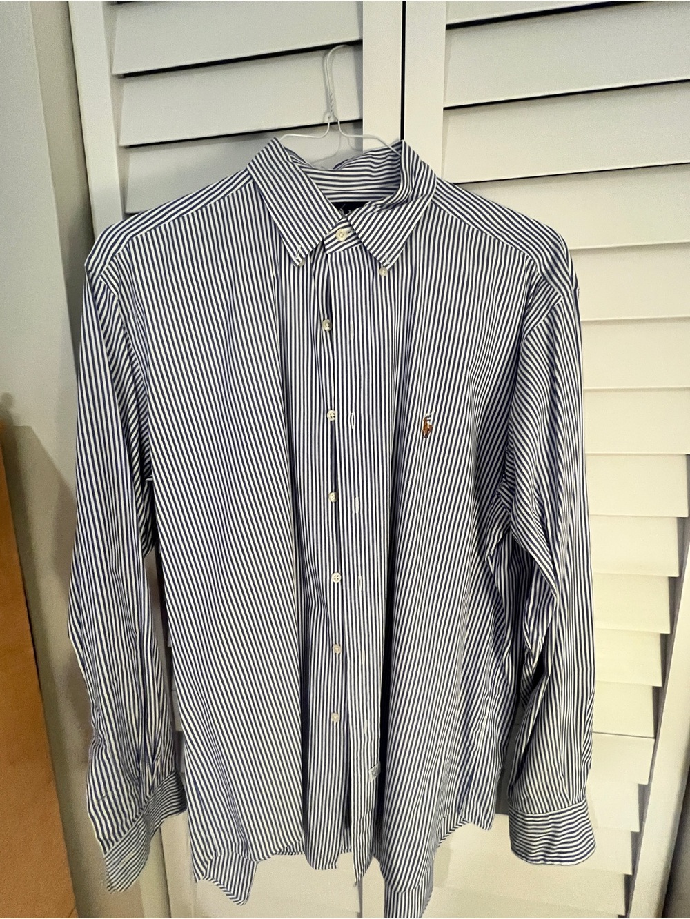 Ralph Lauren Navy & White Striped Button-Down Dress Shirt